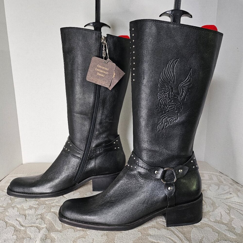 Harley Davidson 85343 Women’s Black Leather Motorcycle Boots Size 10 NEW
